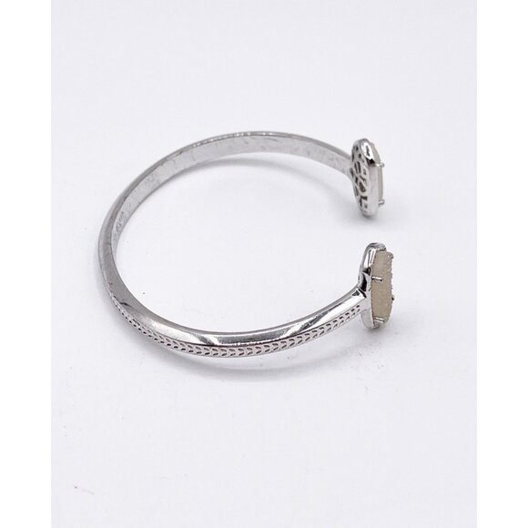 Kendra Scott Elton Silver Tone Cuff Bracelet In Iridescent Druzy - Picture 4 of 8
